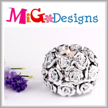 Castiçal decorativo em forma de flor de cerâmica artesanal de prata novidade